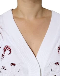 Dolce & Gabbana White Viscose Floral Cut Out Cardigan Women's Sweater (Pre-Owned) -Lux Lair Store 4649514