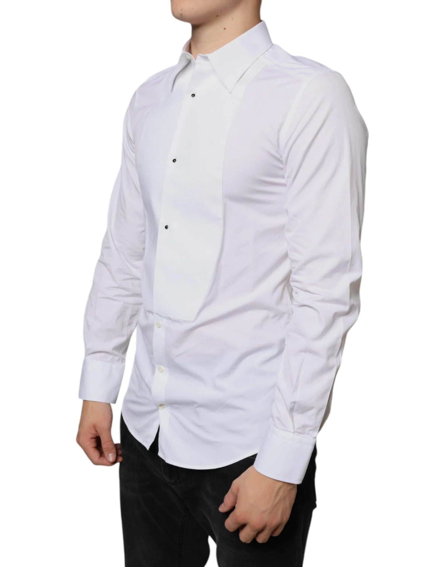 Dolce & Gabbana White Bib Cotton Poplin Formal Dress Men's Shirt 4 Dolce & Gabbana White Bib Cotton Poplin Formal Dress Men's Shirt - Image 2