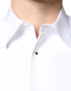 Dolce & Gabbana White Bib Cotton Poplin Formal Dress Men's Shirt 10 Dolce & Gabbana White Bib Cotton Poplin Formal Dress Men's Shirt -Lux Lair Store 4662339