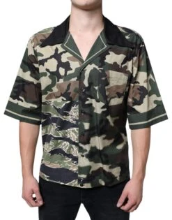 Dolce & Gabbana Multicolor Camouflage Button Down Men Casual Men's Shirt