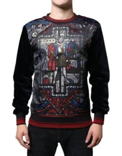 Dolce & Gabbana Multicolor Jacquard Crew Neck Sweatshirt Men's Sweater