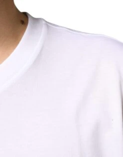 Dolce & Gabbana White Metal DG Logo Cotton Short Sleeves Men's T-shirt -Lux Lair Store 4662695