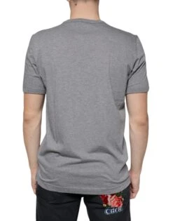 Dolce & Gabbana Gray Cotton #DGFamily Short Sleeves Men's T-shirt -Lux Lair Store 4663036