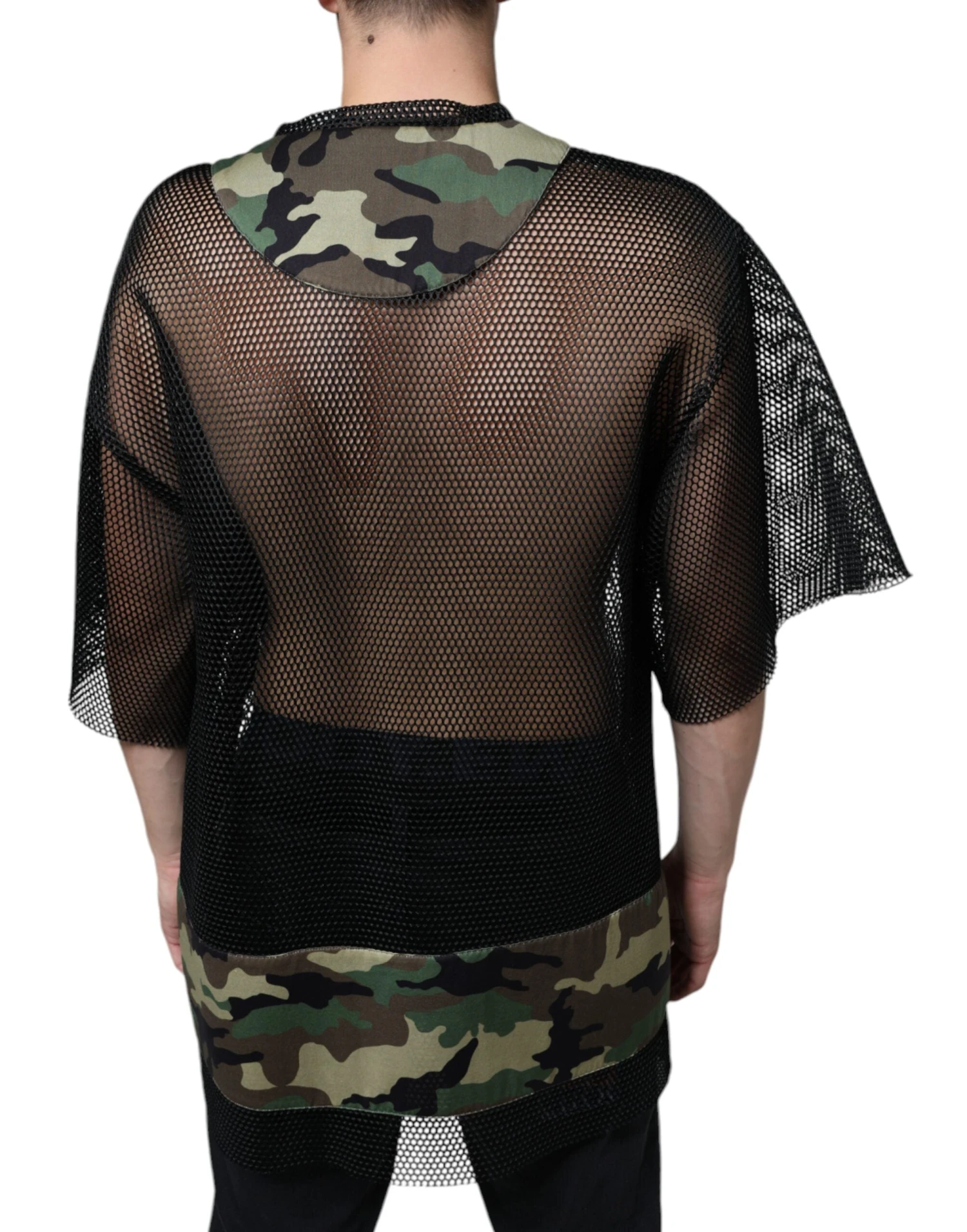 Dolce & Gabbana Black Mesh Camouflage Short Sleeves Men's T-shirt 5 Dolce & Gabbana Black Mesh Camouflage Short Sleeves Men's T-shirt - Image 3