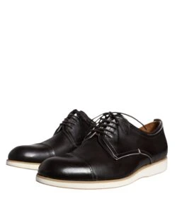 Pollini Black White Leather Lace Up Men Dress Formal Men's Shoes (Pre-Owned) -Lux Lair Store 4663566