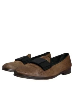 Dolce & Gabbana Brown Calf Hair Leather Loafers Formal Dress Men's Shoes (Pre-Owned) -Lux Lair Store 4663682