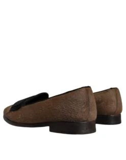 Dolce & Gabbana Brown Calf Hair Leather Loafers Formal Dress Men's Shoes (Pre-Owned) -Lux Lair Store 4663683