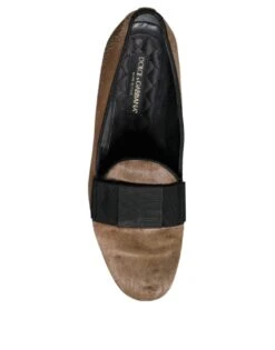 Dolce & Gabbana Brown Calf Hair Leather Loafers Formal Dress Men's Shoes (Pre-Owned) -Lux Lair Store 4663685