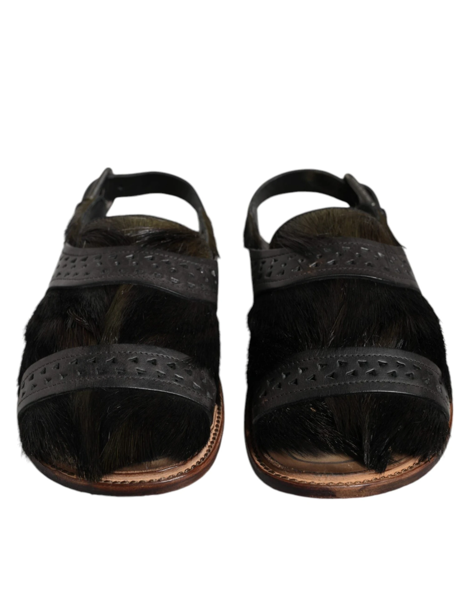 Dolce & Gabbana Black Gazelle Hair Leather Flats Sandals Men's Shoes (Pre-Owned) 4 Dolce & Gabbana Black Gazelle Hair Leather Flats Sandals Men's Shoes (Pre-Owned) - Image 2