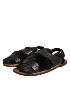 Dolce & Gabbana Black Gazelle Hair Leather Flats Sandals Men's Shoes (Pre-Owned) 10 Dolce & Gabbana Black Gazelle Hair Leather Flats Sandals Men's Shoes (Pre-Owned) -Lux Lair Store 4663699
