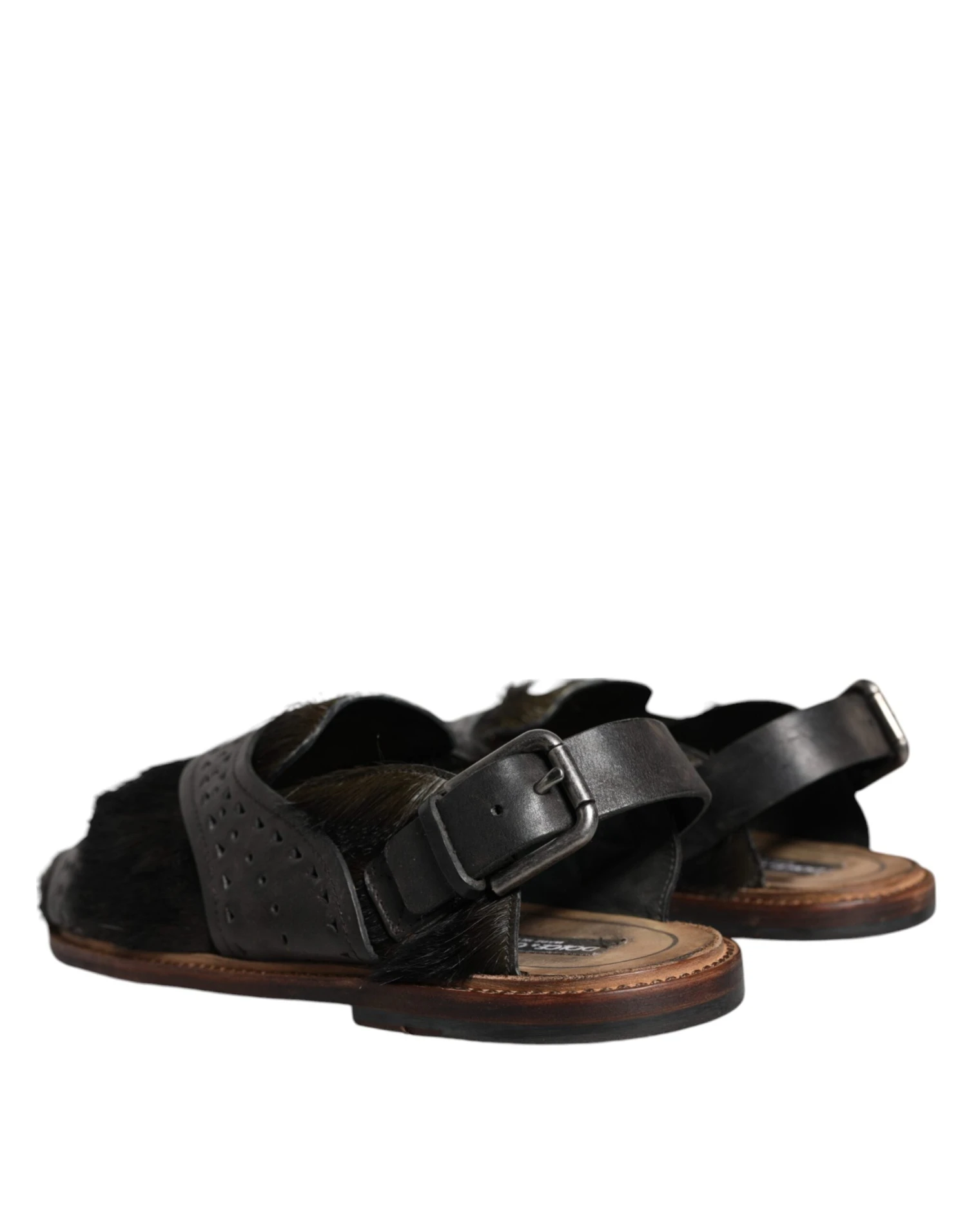 Dolce & Gabbana Black Gazelle Hair Leather Flats Sandals Men's Shoes (Pre-Owned) 6 Dolce & Gabbana Black Gazelle Hair Leather Flats Sandals Men's Shoes (Pre-Owned) - Image 4