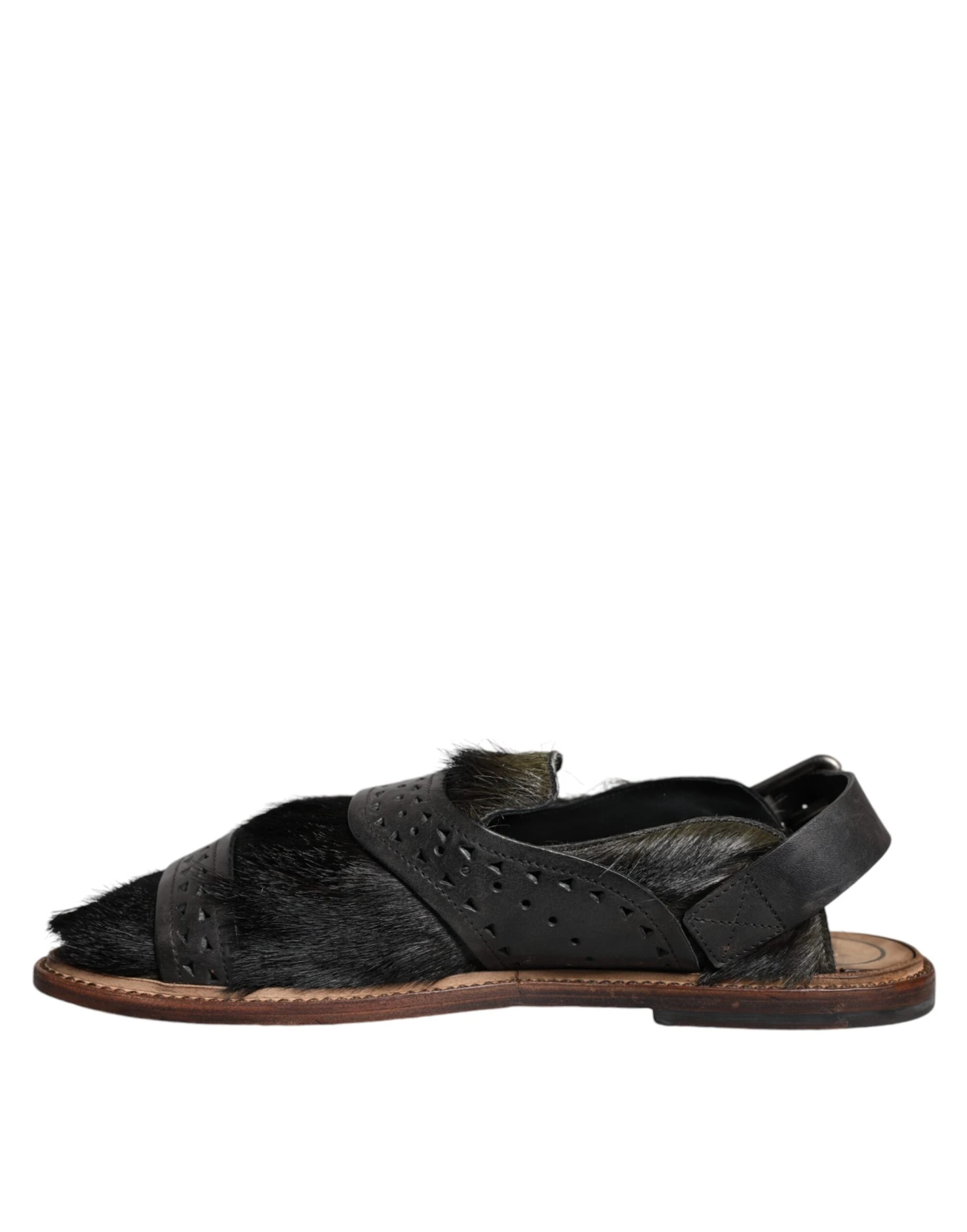 Dolce & Gabbana Black Gazelle Hair Leather Flats Sandals Men's Shoes (Pre-Owned) 7 Dolce & Gabbana Black Gazelle Hair Leather Flats Sandals Men's Shoes (Pre-Owned) - Image 5