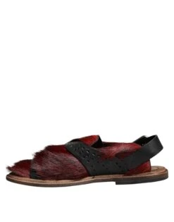 Dolce & Gabbana Black Red Gazelle Hair Leather Sandals Men's Shoes 12 Dolce & Gabbana Black Red Gazelle Hair Leather Sandals Men's Shoes -Lux Lair Store 4663710