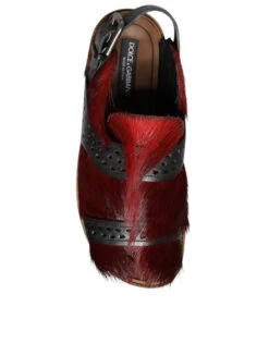 Dolce & Gabbana Black Red Gazelle Hair Leather Sandals Men's Shoes 13 Dolce & Gabbana Black Red Gazelle Hair Leather Sandals Men's Shoes -Lux Lair Store 4663711