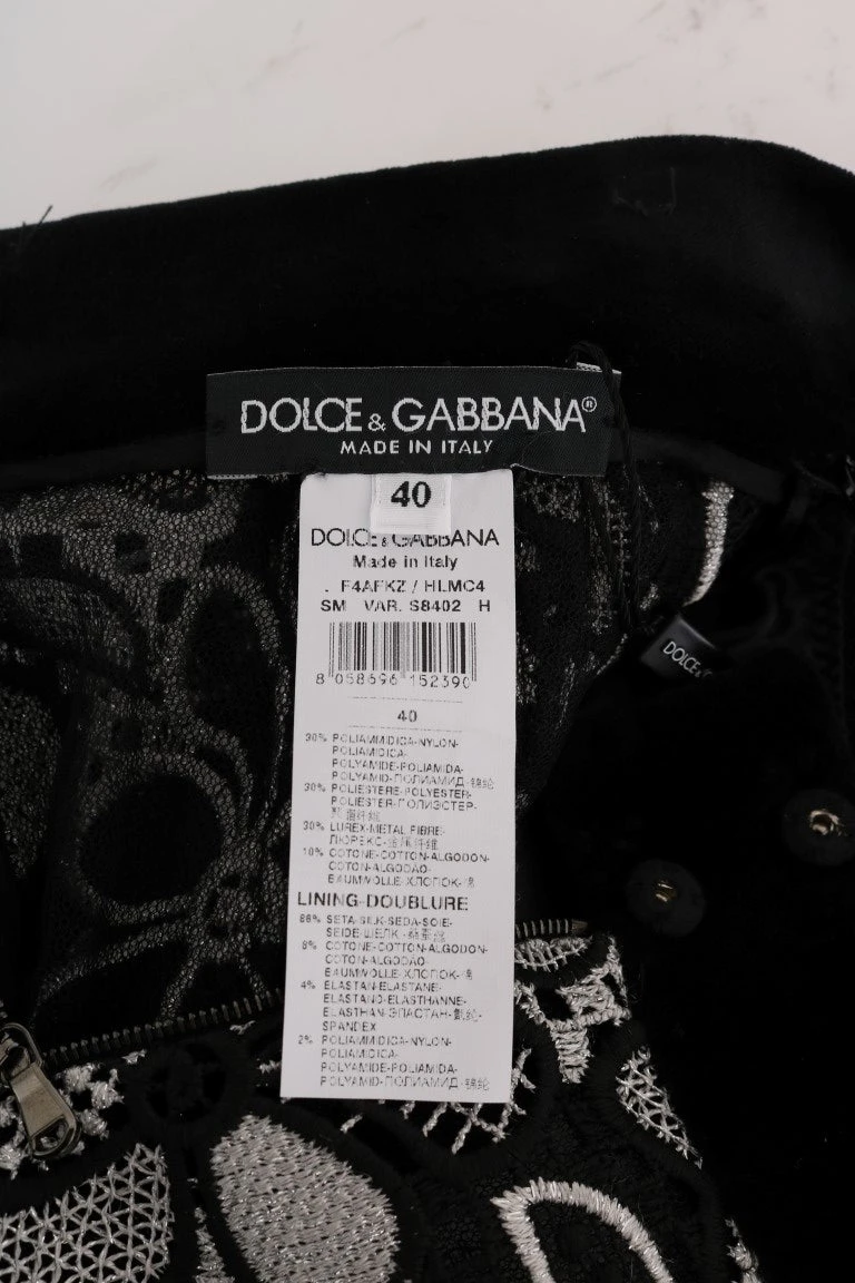 Dolce & Gabbana Floral Macramé Lace Crystal Button Women's Skirt 8 Dolce & Gabbana Floral Macramé Lace Crystal Button Women's Skirt - Image 6