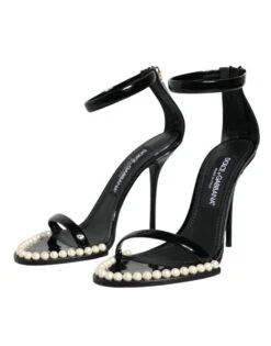 Dolce & Gabbana Black Keira Leather Faux Pearl Sandals Heels Women's Shoes (Pre-Owned) 11 Dolce & Gabbana Black Keira Leather Faux Pearl Sandals Heels Women's Shoes (Pre-Owned) -Lux Lair Store 4668901