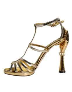 Dolce & Gabbana Gold Leather Baroque Heels Sandals Women's Shoes (Pre-Owned) -Lux Lair Store 4668989