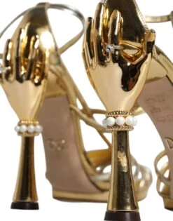 Dolce & Gabbana Gold Leather Baroque Heels Sandals Women's Shoes (Pre-Owned) -Lux Lair Store 4668990