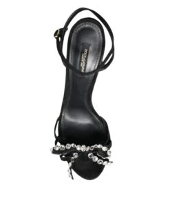 Dolce & Gabbana Black Leather Crystal Bow Heels Sandals Women's Shoes (Pre-Owned) -Lux Lair Store 4669100
