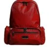 Dolce & Gabbana Red Patent Leather Logo Plaque Backpack Men's Bag