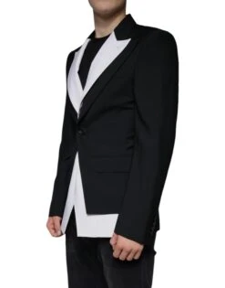 Dolce & Gabbana Black White Single Breasted Dress Men's Blazer -Lux Lair Store 4688674