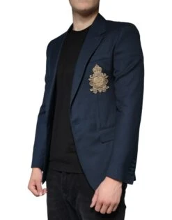 Dolce & Gabbana Blue Wool Logo Single Breasted Coat Men's Blazer (Pre-Owned) 8 Dolce & Gabbana Blue Wool Logo Single Breasted Coat Men's Blazer (Pre-Owned) -Lux Lair Store 4688682