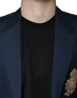 Dolce & Gabbana Blue Wool Logo Single Breasted Coat Men's Blazer (Pre-Owned) 10 Dolce & Gabbana Blue Wool Logo Single Breasted Coat Men's Blazer (Pre-Owned) -Lux Lair Store 4688684