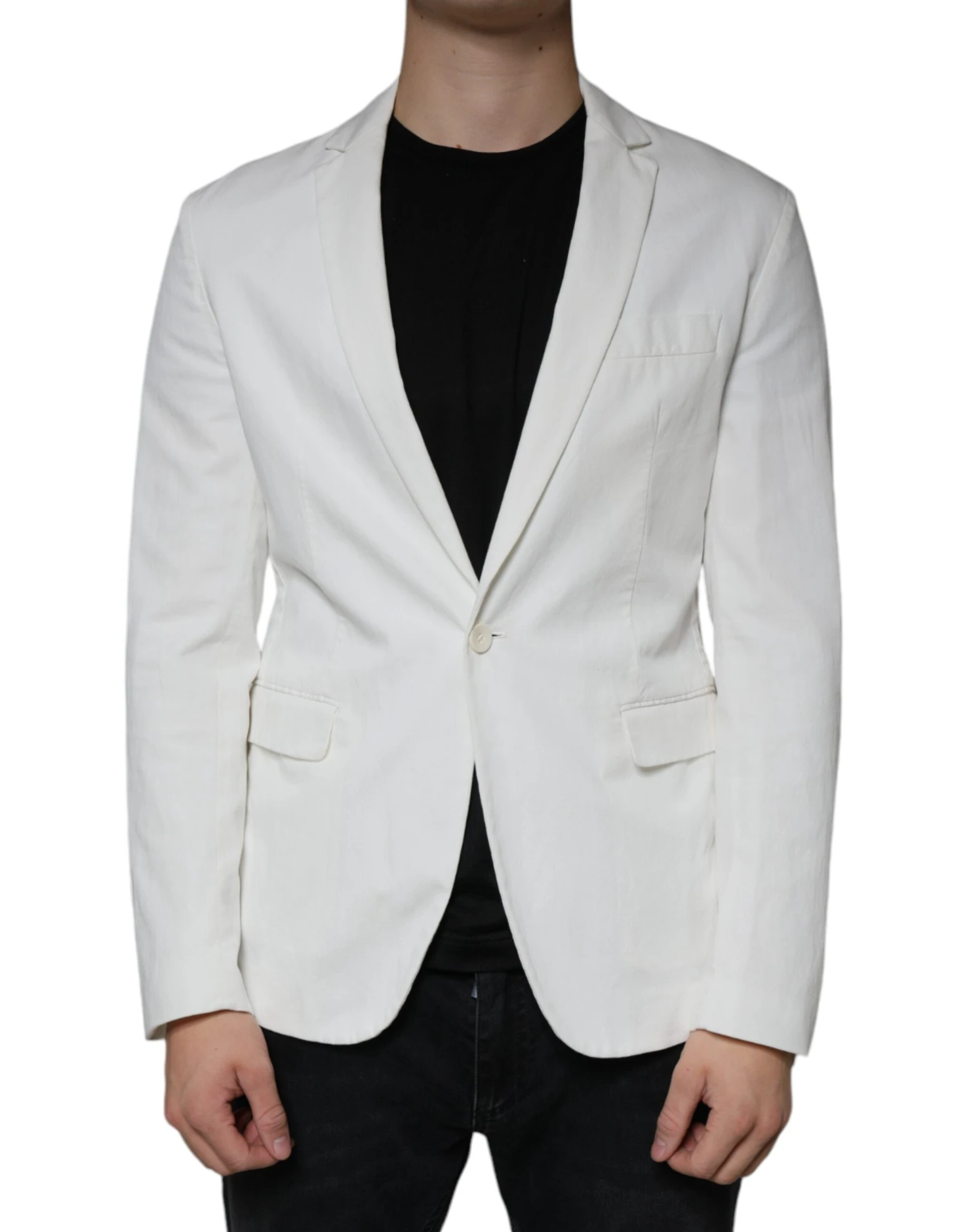 Dondup White Single Breasted One Button Dress Formal Men's Blazer 3 Dondup White Single Breasted One Button Dress Formal Men's Blazer