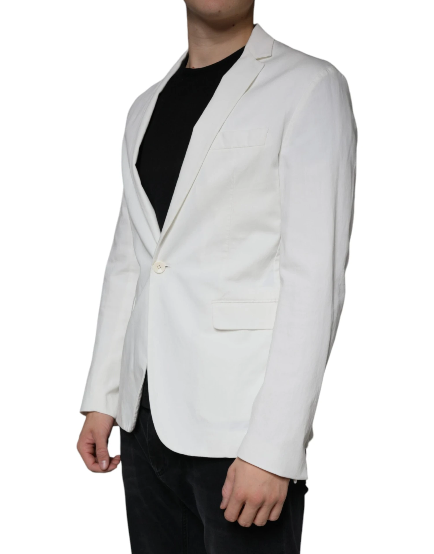 Dondup White Single Breasted One Button Dress Formal Men's Blazer 4 Dondup White Single Breasted One Button Dress Formal Men's Blazer - Image 2
