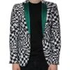 John Richmond Black White Checkered Crystal Single Breasted Men's Blazer (Pre-Owned) -Lux Lair Store 4688889