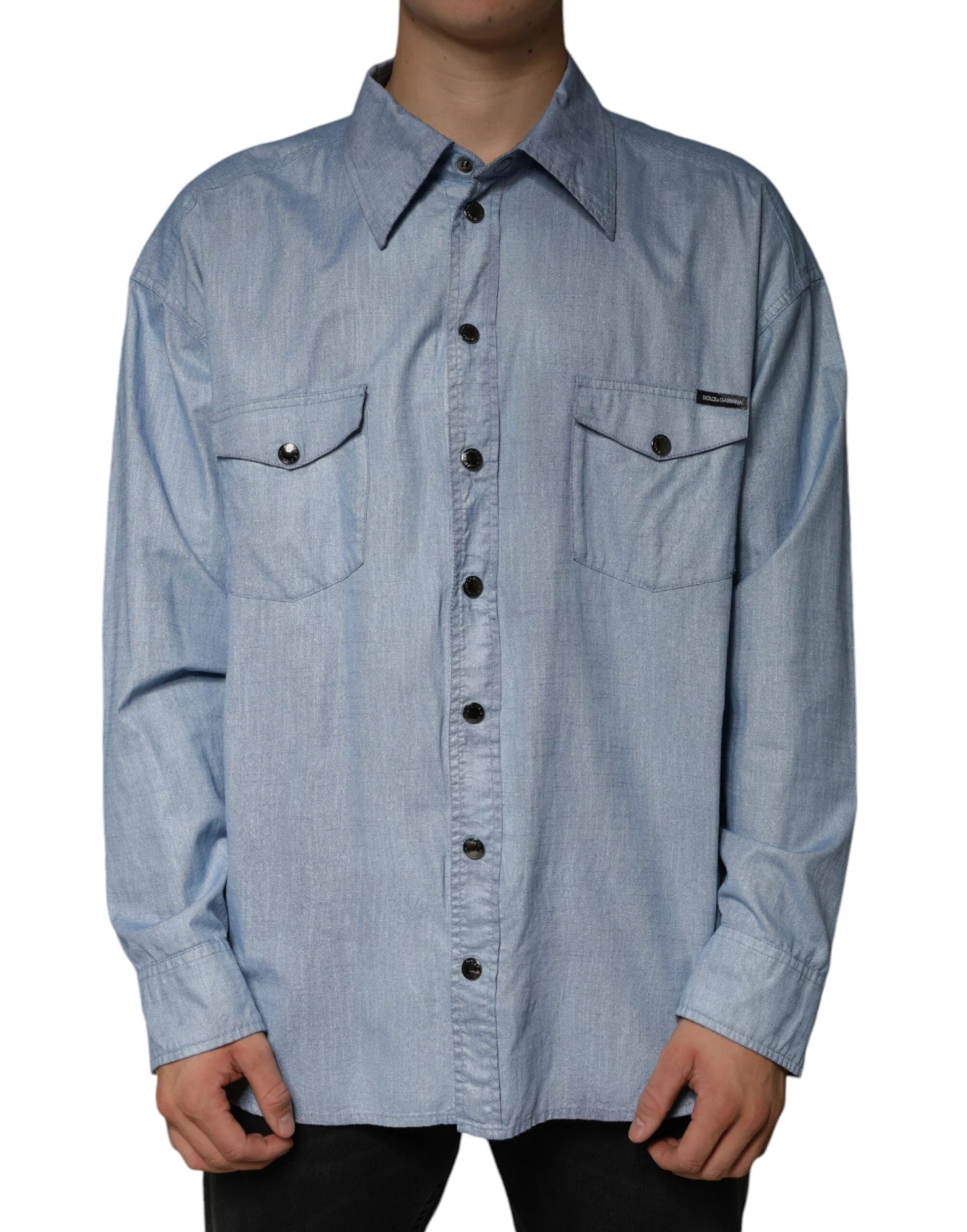 Dolce & Gabbana Light Blue Cotton Button Down Casual Men's Shirt 3 Dolce & Gabbana Light Blue Cotton Button Down Casual Men's Shirt