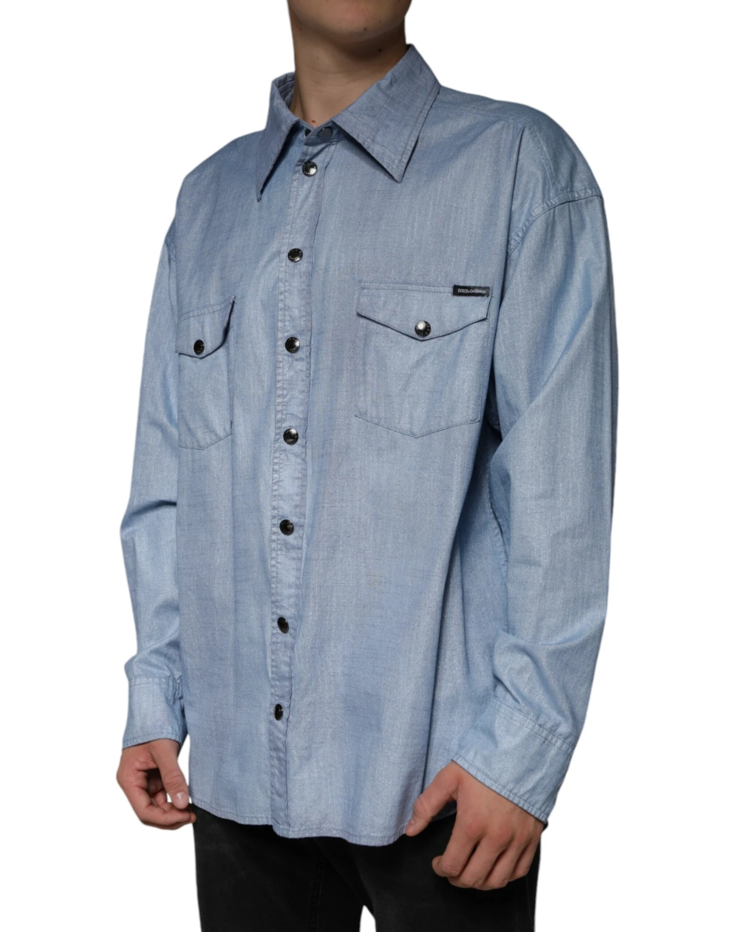 Dolce & Gabbana Light Blue Cotton Button Down Casual Men's Shirt 4 Dolce & Gabbana Light Blue Cotton Button Down Casual Men's Shirt - Image 2