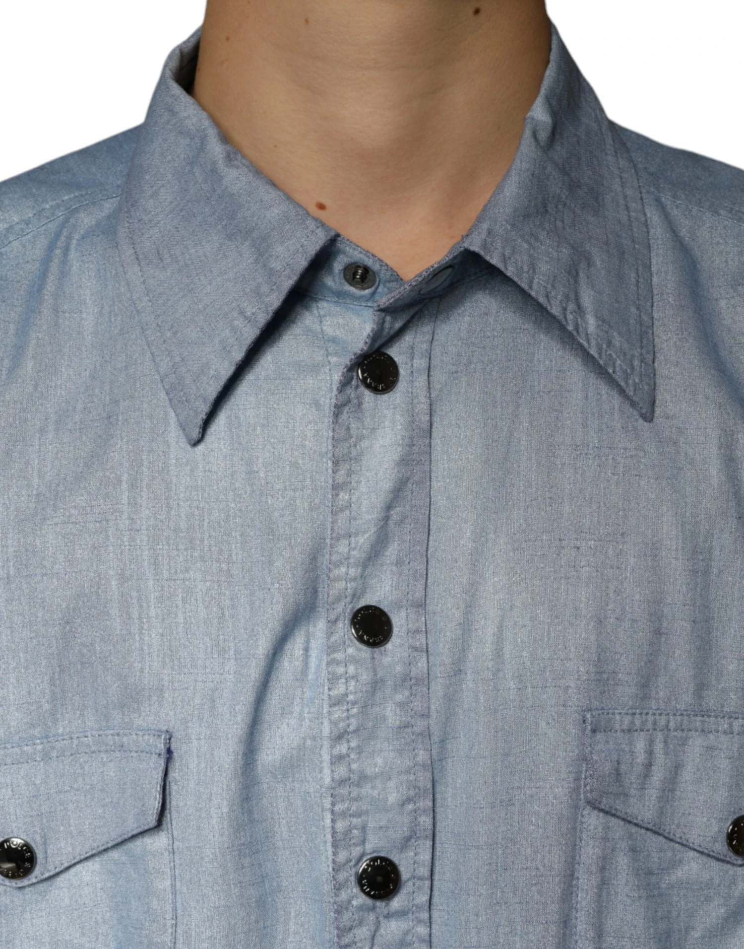 Dolce & Gabbana Light Blue Cotton Button Down Casual Men's Shirt 6 Dolce & Gabbana Light Blue Cotton Button Down Casual Men's Shirt - Image 4