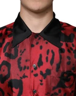 Dolce & Gabbana Red Leopard Silk Button Down Casual Men's Shirt -Lux Lair Store 4695034