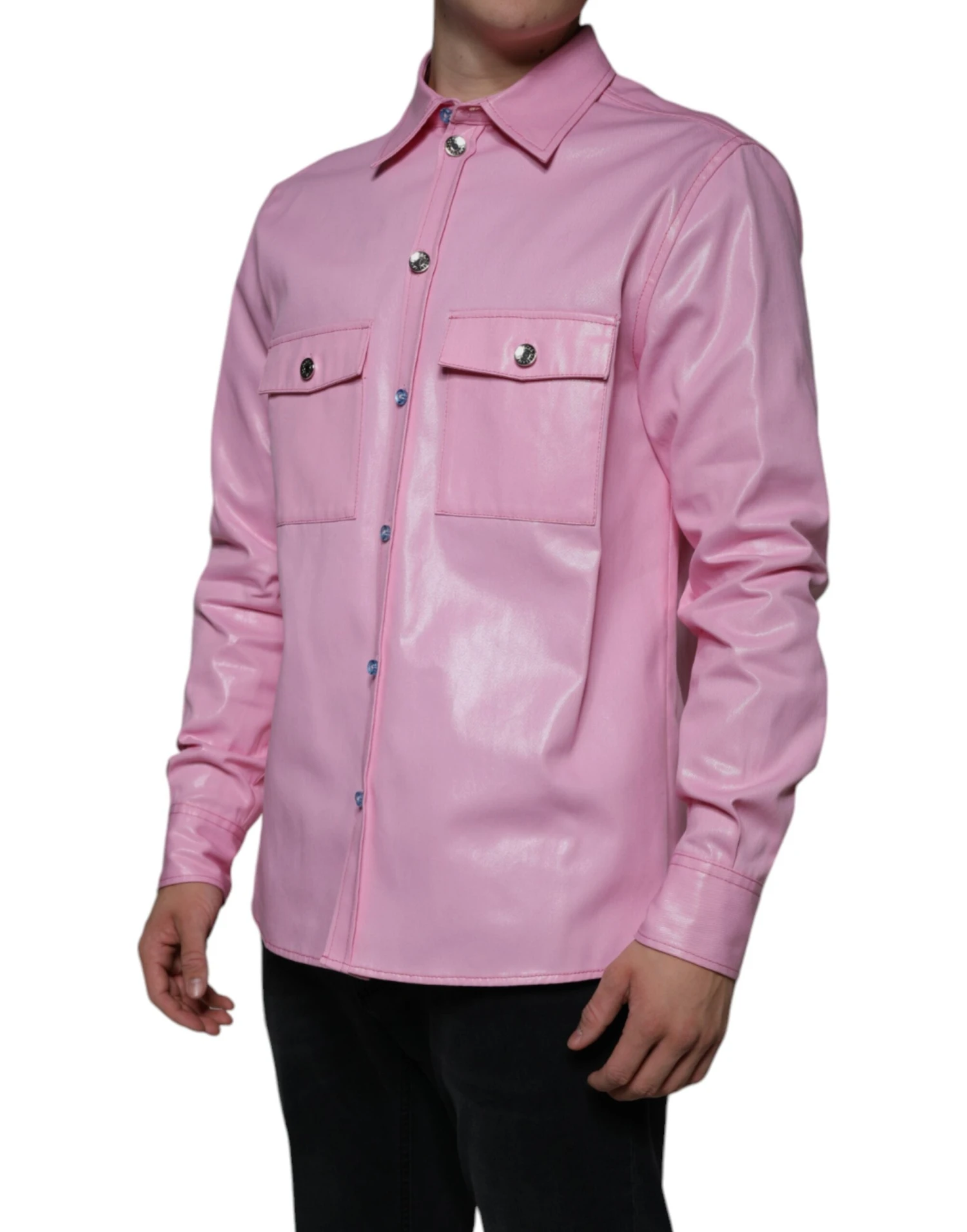Dolce & Gabbana Pink Cotton Collared Button Down Men's Shirt 4 Dolce & Gabbana Pink Cotton Collared Button Down Men's Shirt - Image 2