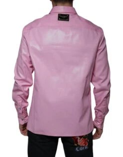 Dolce & Gabbana Pink Cotton Collared Button Down Men's Shirt 9 Dolce & Gabbana Pink Cotton Collared Button Down Men's Shirt -Lux Lair Store 4695206