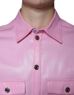 Dolce & Gabbana Pink Cotton Collared Button Down Men's Shirt 10 Dolce & Gabbana Pink Cotton Collared Button Down Men's Shirt -Lux Lair Store 4695207