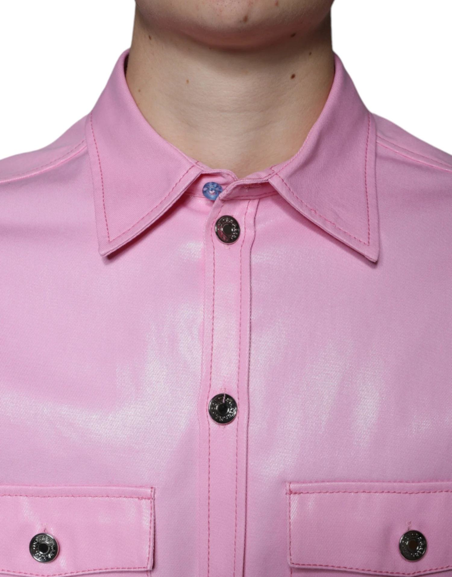 Dolce & Gabbana Pink Cotton Collared Button Down Men's Shirt 6 Dolce & Gabbana Pink Cotton Collared Button Down Men's Shirt - Image 4