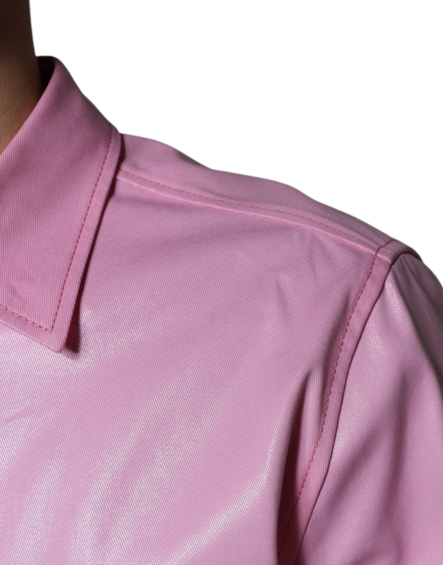 Dolce & Gabbana Pink Cotton Collared Button Down Men's Shirt 7 Dolce & Gabbana Pink Cotton Collared Button Down Men's Shirt - Image 5