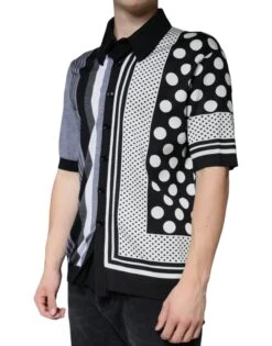 Dolce & Gabbana Black White Polka Dot Collared Polo Men's T-shirt -Lux Lair Store 4695630