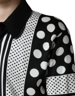 Dolce & Gabbana Black White Polka Dot Collared Polo Men's T-shirt -Lux Lair Store 4695633