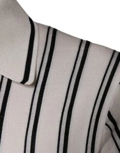 Dolce & Gabbana White Black Stripe Polo Short Sleeve Men's T-shirt 11 Dolce & Gabbana White Black Stripe Polo Short Sleeve Men's T-shirt -Lux Lair Store 4695653