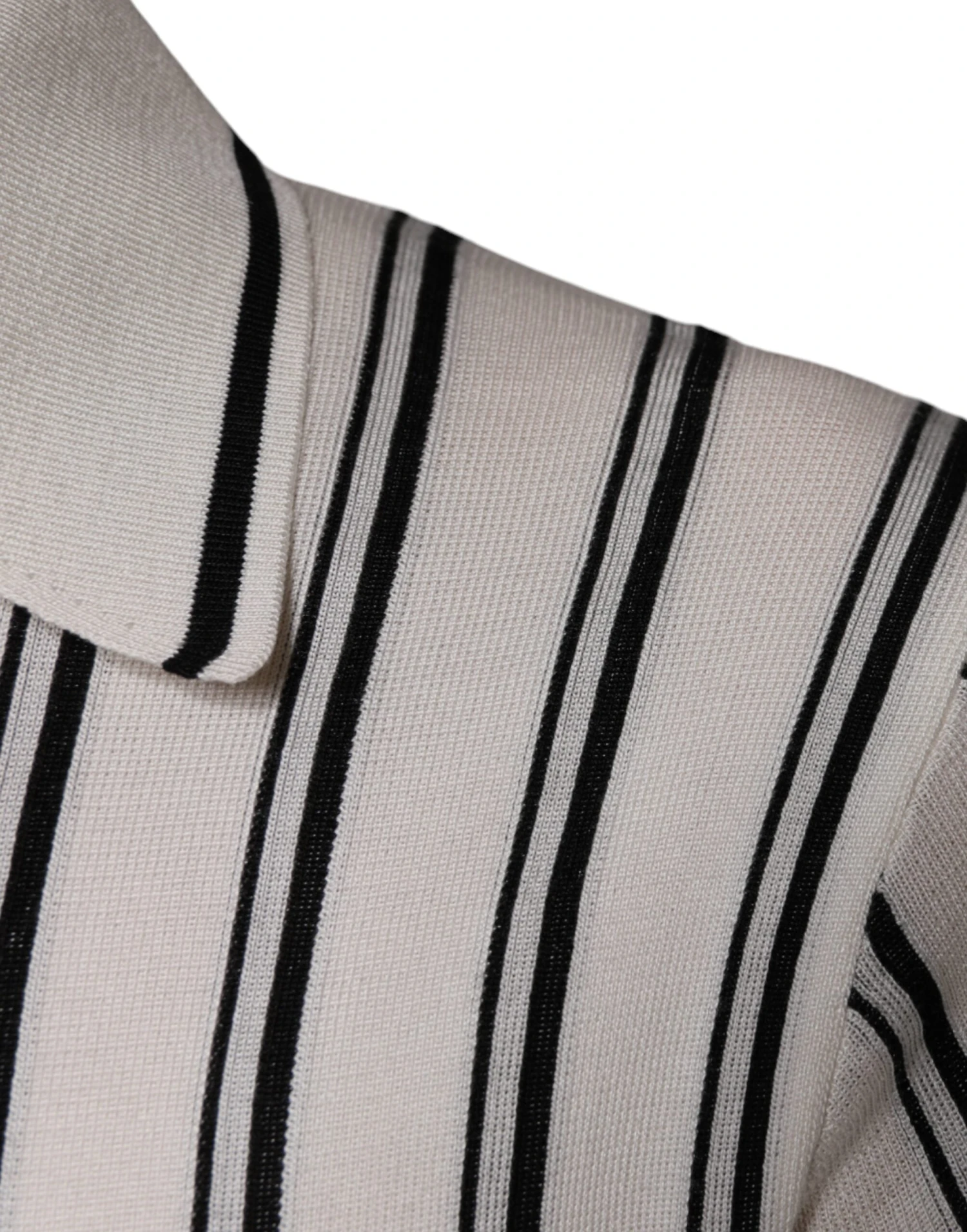 Dolce & Gabbana White Black Stripe Polo Short Sleeve Men's T-shirt 7 Dolce & Gabbana White Black Stripe Polo Short Sleeve Men's T-shirt - Image 5