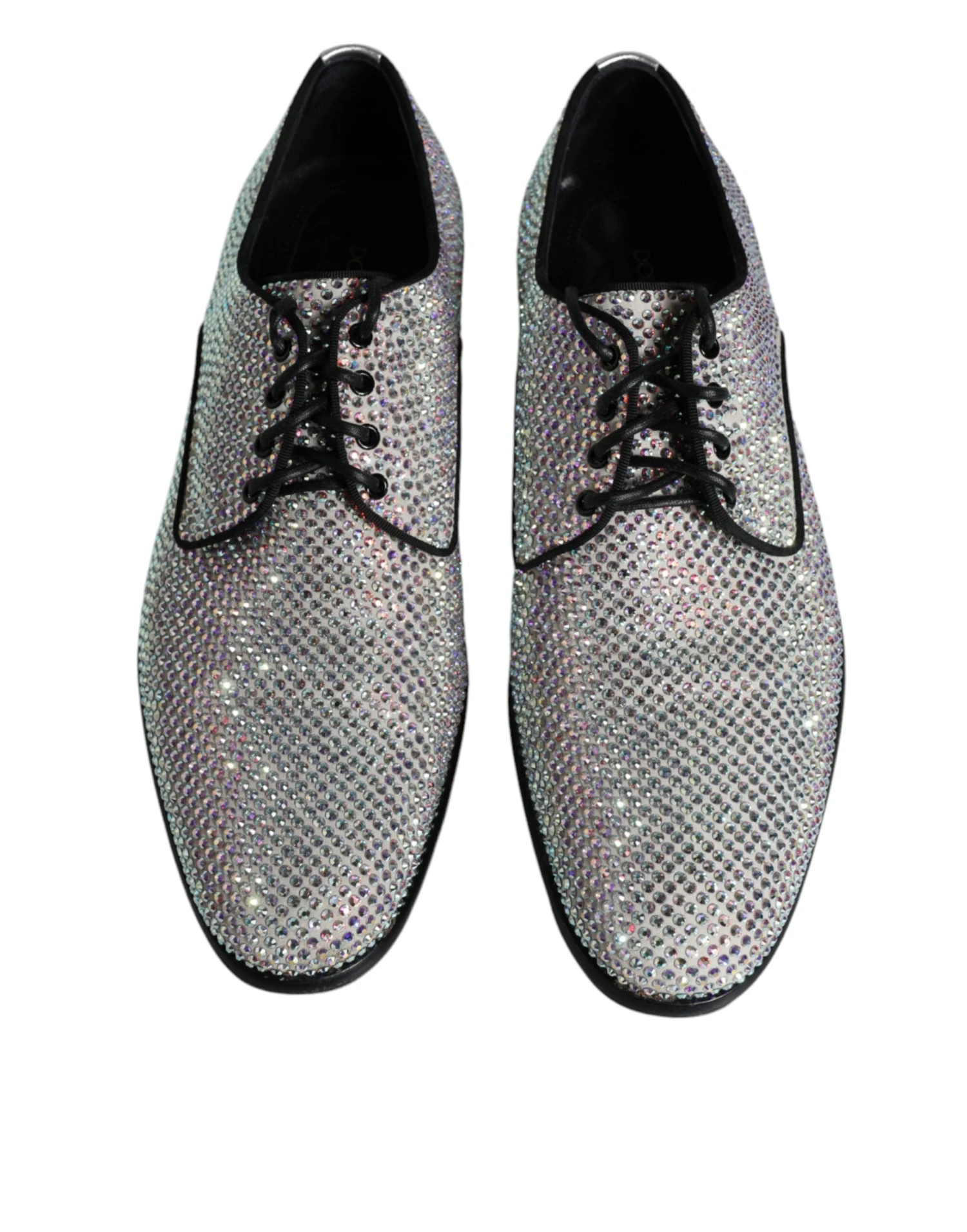Dolce & Gabbana Silver Leather Rhinestones Derby Dress Men's Shoes (Pre-Owned) 5 Dolce & Gabbana Silver Leather Rhinestones Derby Dress Men's Shoes (Pre-Owned) - Image 3