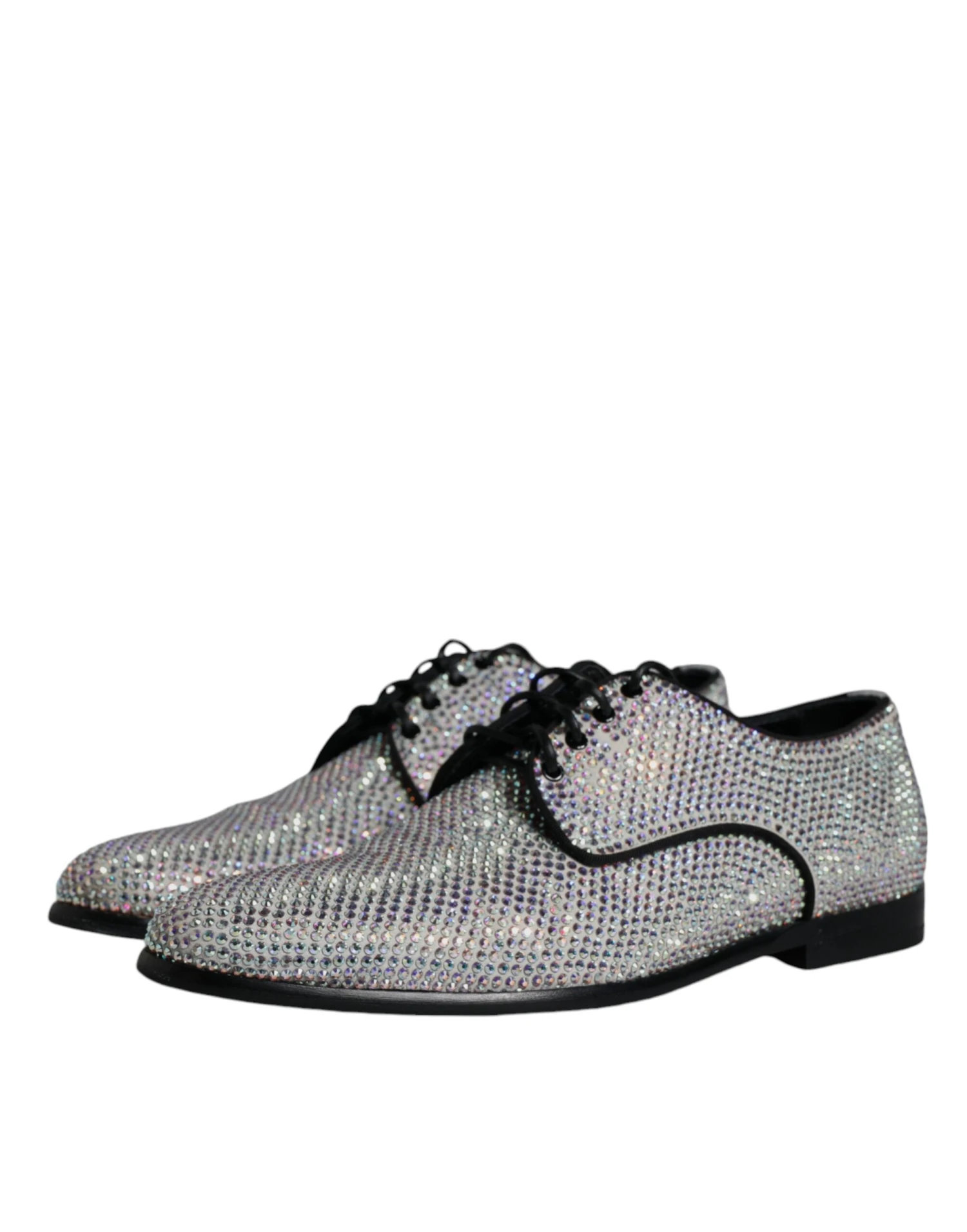 Dolce & Gabbana Silver Leather Rhinestones Derby Dress Men's Shoes (Pre-Owned) 6 Dolce & Gabbana Silver Leather Rhinestones Derby Dress Men's Shoes (Pre-Owned) - Image 4