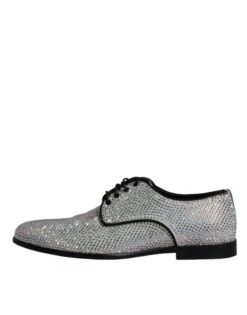 Dolce & Gabbana Silver Leather Rhinestones Derby Dress Men's Shoes (Pre-Owned) 13 Dolce & Gabbana Silver Leather Rhinestones Derby Dress Men's Shoes (Pre-Owned) -Lux Lair Store 4696203