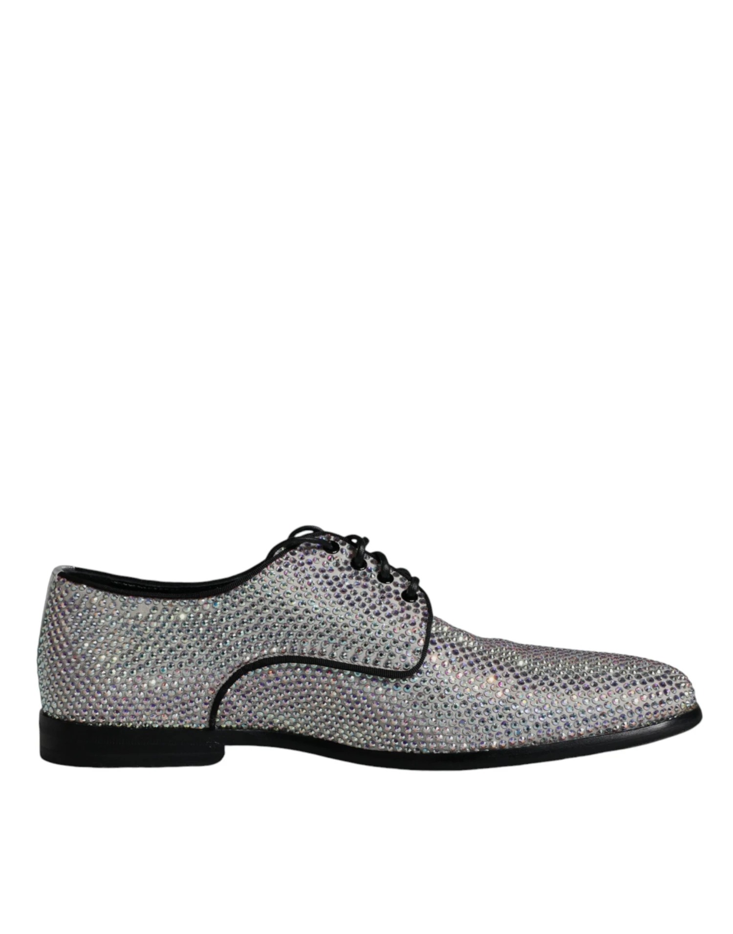 Dolce & Gabbana Silver Leather Rhinestones Derby Dress Men's Shoes (Pre-Owned) 3 Dolce & Gabbana Silver Leather Rhinestones Derby Dress Men's Shoes (Pre-Owned)