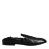 Dolce & Gabbana Black Logo Embroidered Leather Loafer Men Dress Men's Shoes