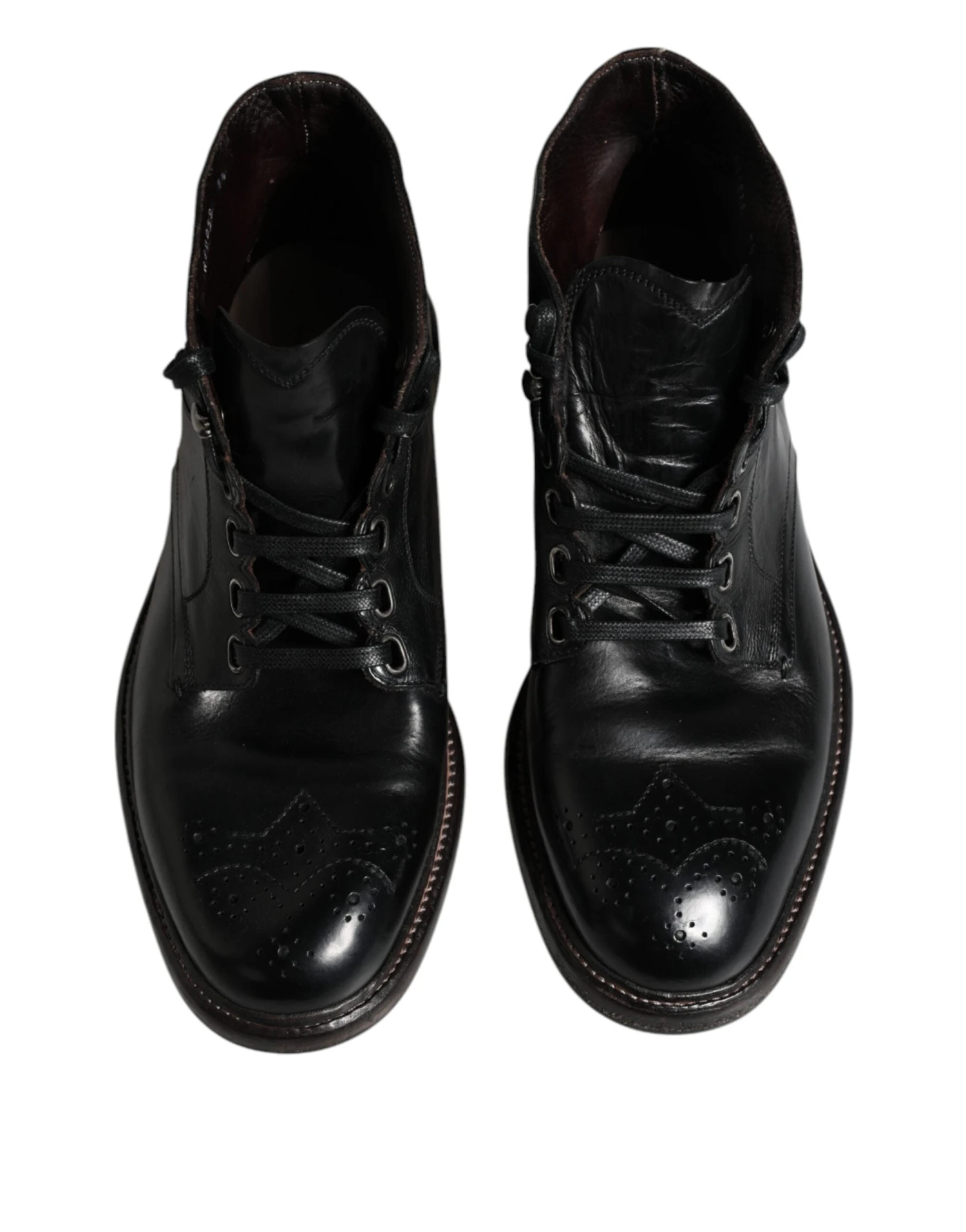 Dolce & Gabbana Black Leather Men Short Boots Lace Up Men's Shoes (Pre-Owned) 5 Dolce & Gabbana Black Leather Men Short Boots Lace Up Men's Shoes (Pre-Owned) - Image 3