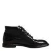 Dolce & Gabbana Black Leather Men Short Boots Lace Up Men's Shoes (Pre-Owned) 2 Dolce & Gabbana Black Leather Men Short Boots Lace Up Men's Shoes (Pre-Owned) -Lux Lair Store 4700285